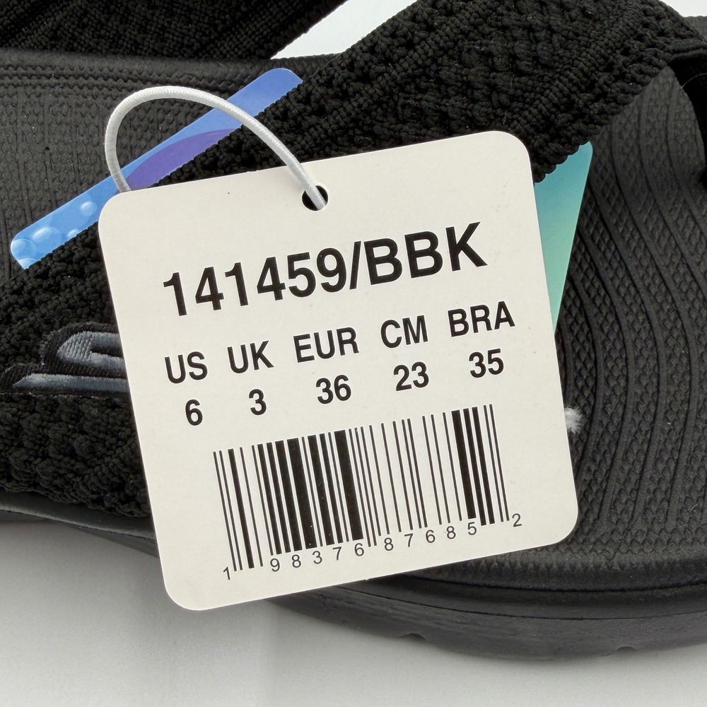 Skechers GoWalk Sandals Women 6 Black 41459/BBK Machine Washable Flip Flops NEW - Picture 10 of 16